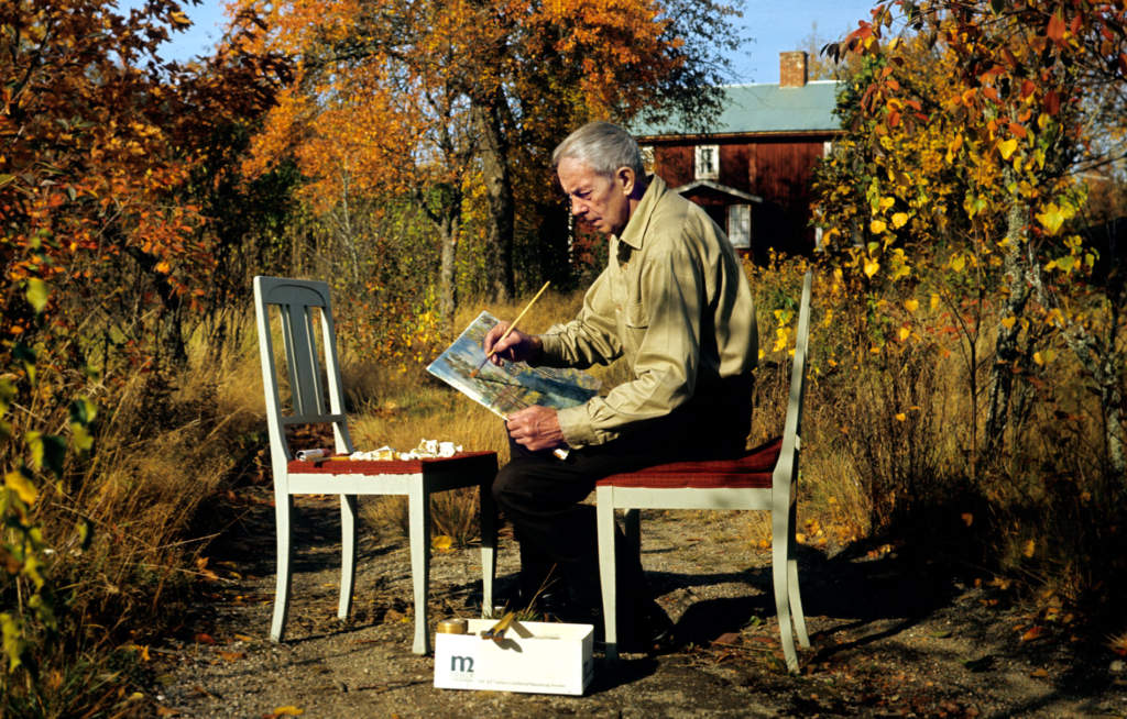 Olle Möller målade gärna naturmotiv i starka färger. Foto: AFTONBLADET